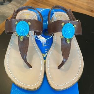 NIB- Miss Trish Sandals-size 2-brown with turtle-LOVE THESE!
